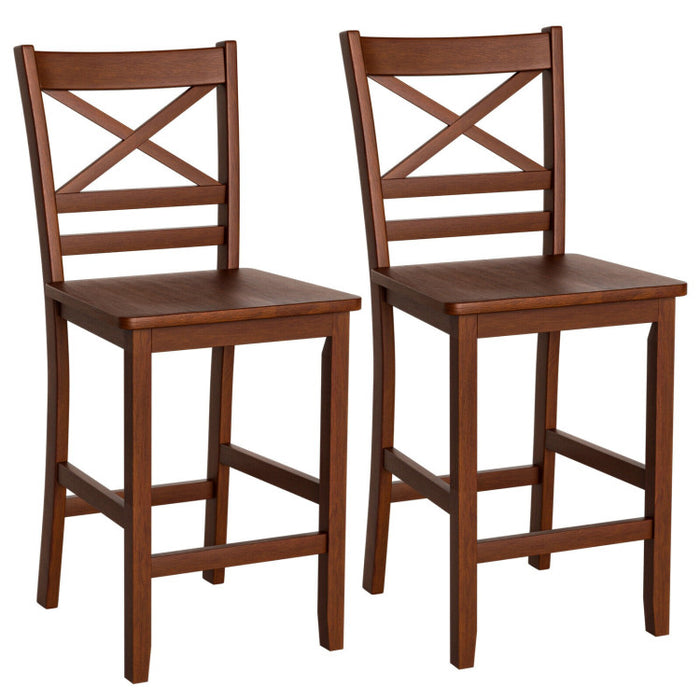 Set of 2 Bar Stools 25 Inch Counter Height Chairs