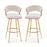 29 Inch Velvet Bar Stool Set of 2 with Woven Backrest and Gold Metal Legs