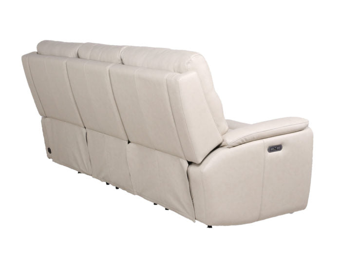 Duval Leather Dual-Power Reclining Sofa, Ivory