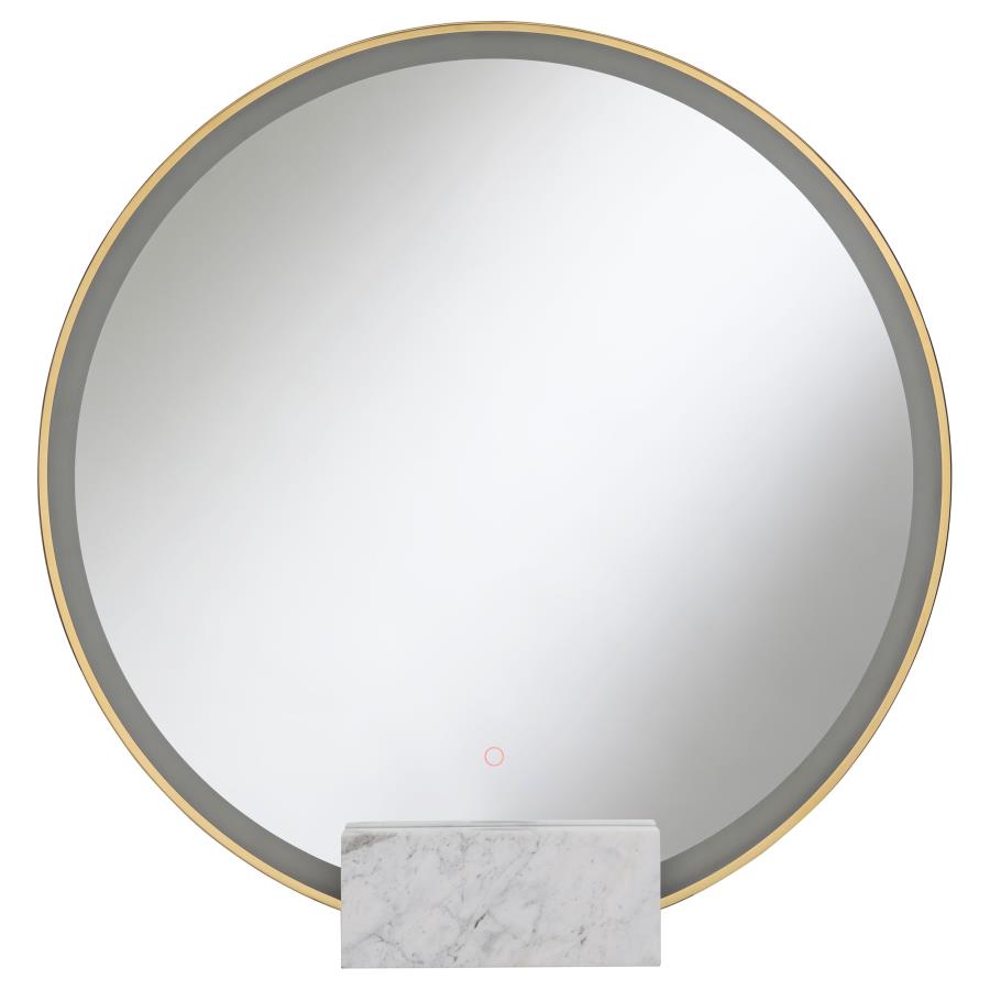 Jocelyn Round Table Top LED Vanity Mirror White Marble