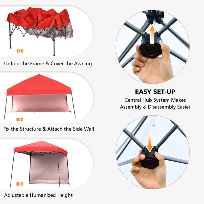 10 x 10 Feet Pop Up Tent Slant Leg Canopy with Roll-up Side Wall