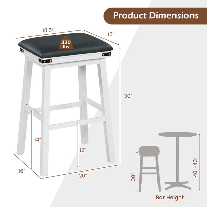 Set of 2 24/30 Inch Dining Bar Stool with Acacia Wood Frame