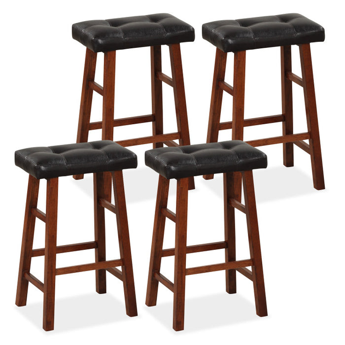 Set of 2 Modern Backless Bar Stools with Padded Cushion