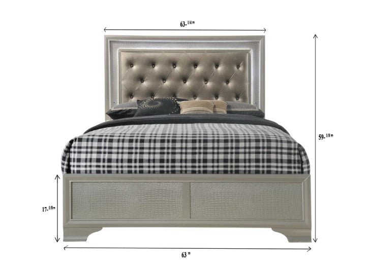 Lyssa Champagne LED Upholstered Panel Bedroom Set