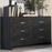 Jaylen 6 Drawer Black Dresser