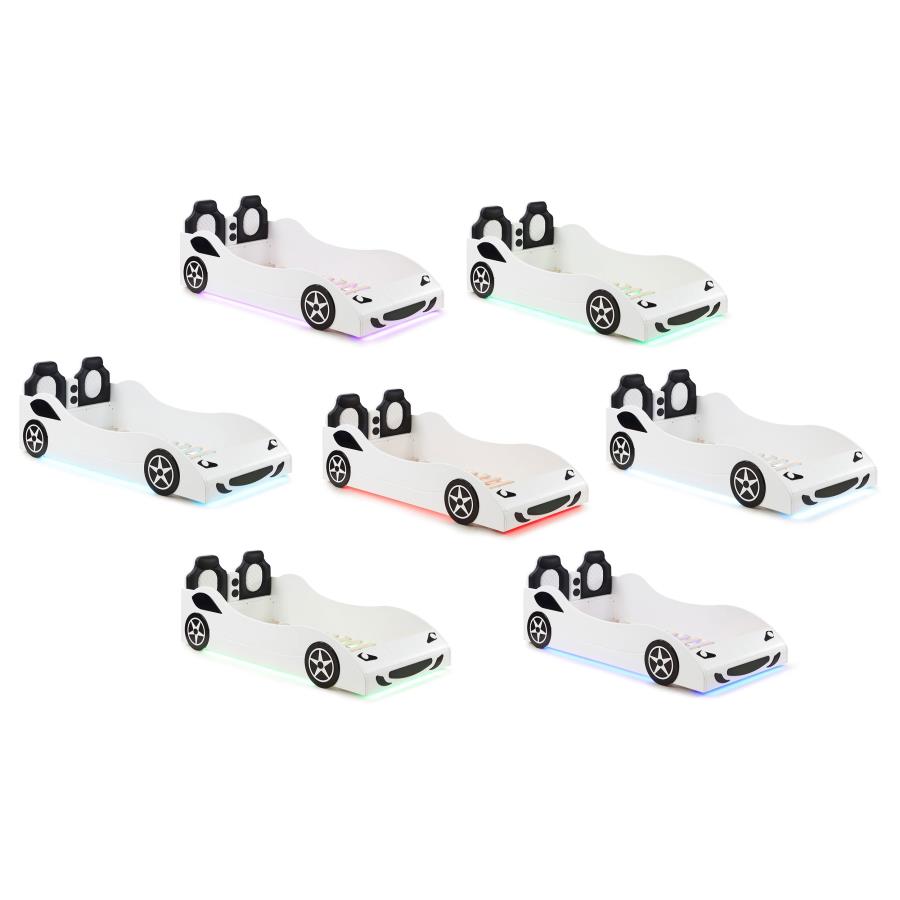 Cruiser Car Themed Twin Bed With Underglow Lights White