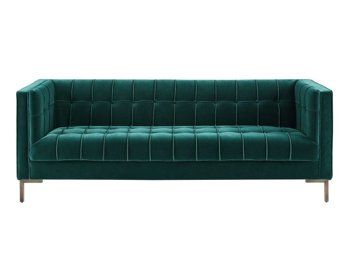 Isaac Channel Stitched Velvet Sofa