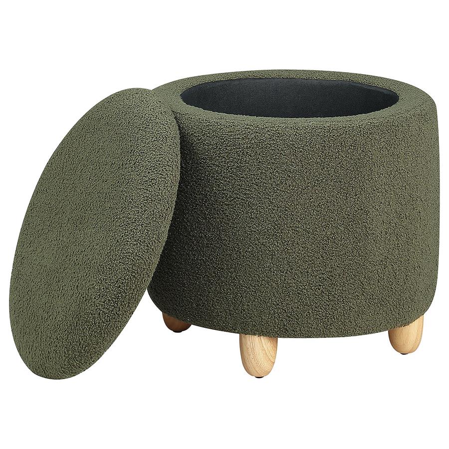 Valia Faux Sheepskin Upholstered Round Storage Ottoman