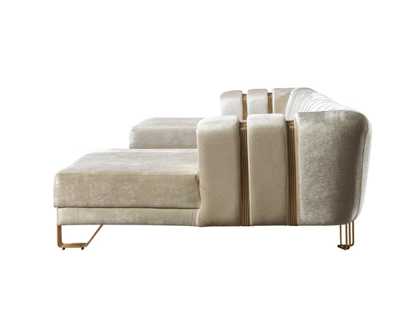 Santana Ivory Velvet Double Chaise Sectional