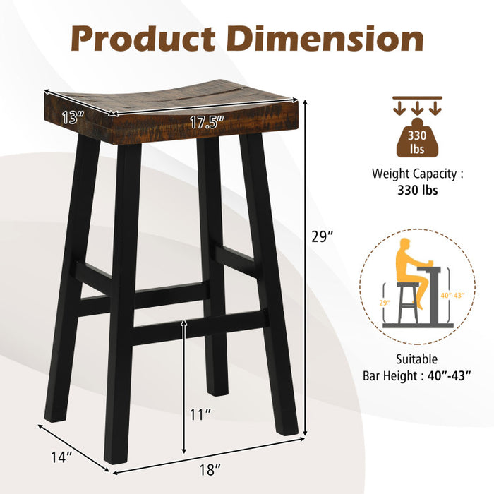 24/29 Inch Solid Wood Saddle-Seat with Curved Seat Surface and Comfortable Footrests