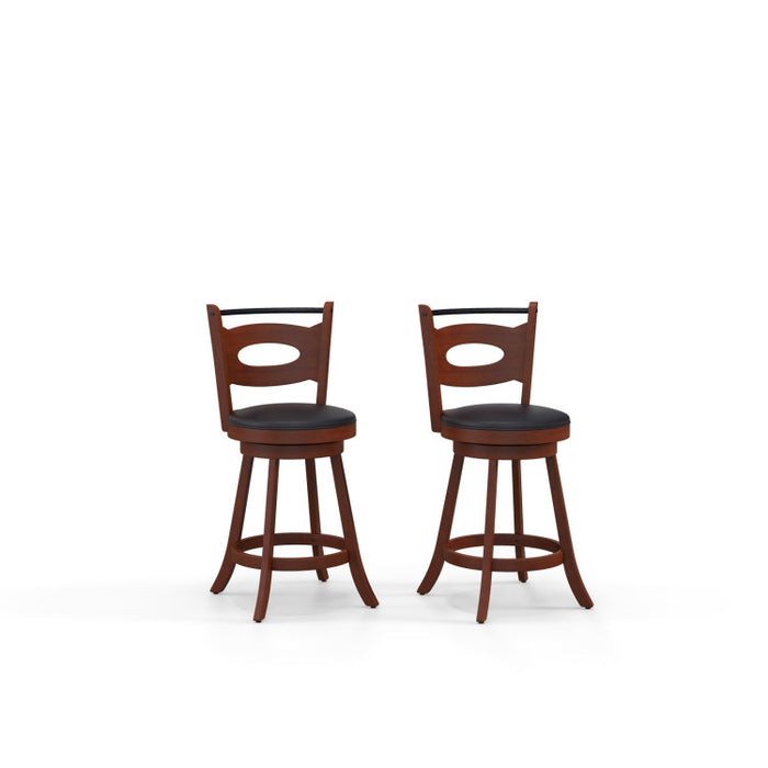 2 Pieces 24/29 inch Swivel Bar Stools with Curved Backrest and Seat Cushions