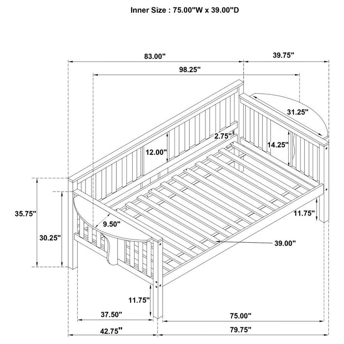 Bethany Wood Twin Daybed With Drop-Down Tables White