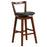 Swivel Upholstered PU Leather Stool with Backrest and Cushioned Seat