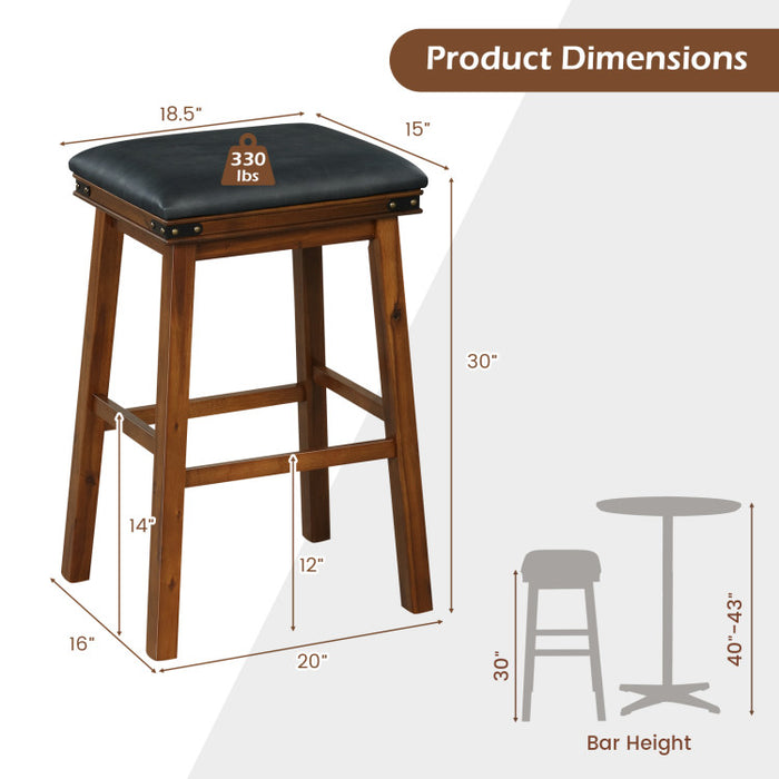 Set of 2 24/30 Inch Dining Bar Stool with Rubber Wood