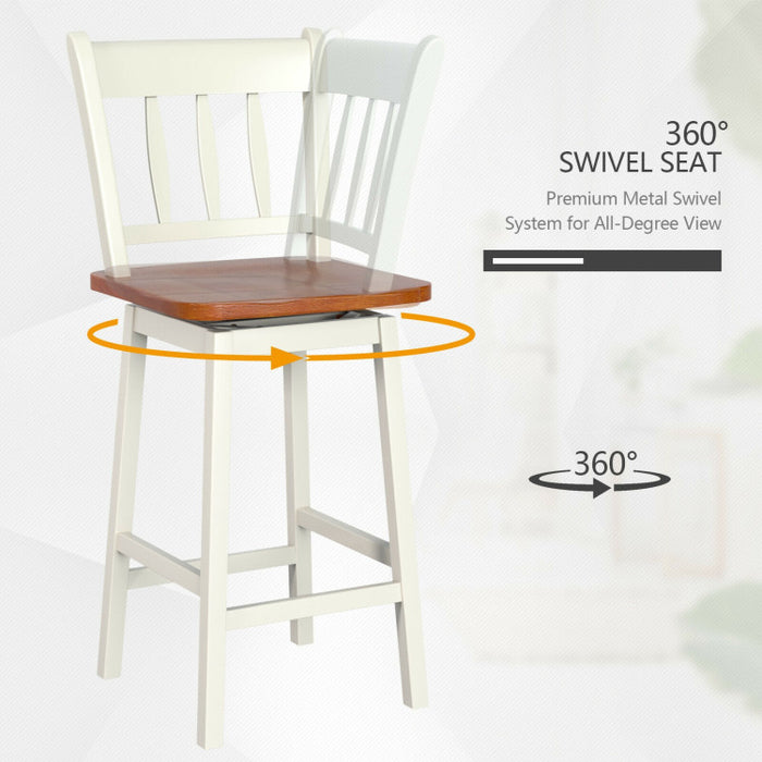 24.5 Inches Set of 2 Swivel Bar Stools with 360° Swiveling