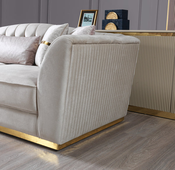 Milena Ivory Velvet Sofa & Loveseat