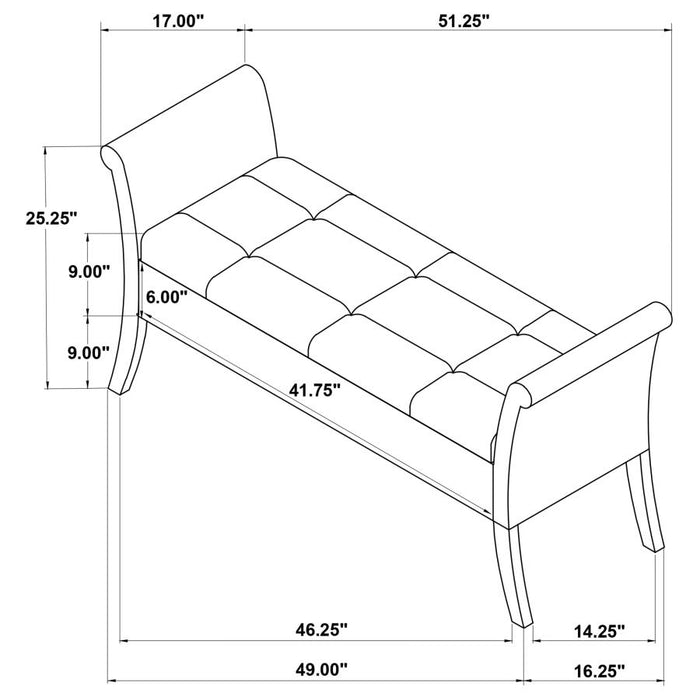 Farrah Upholstered Rolled Arms Storage Bench