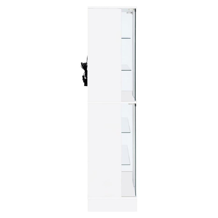 Cabra Display Case Curio Cabinet with Glass Shelves and LED Lighting White/ Black High Gloss