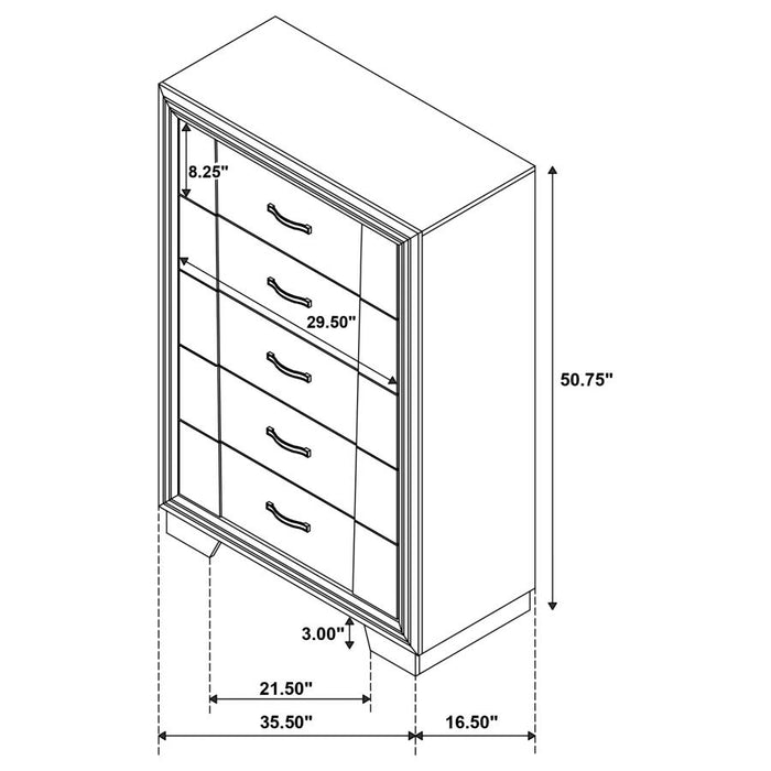 Janine 5-drawer Chest Grey