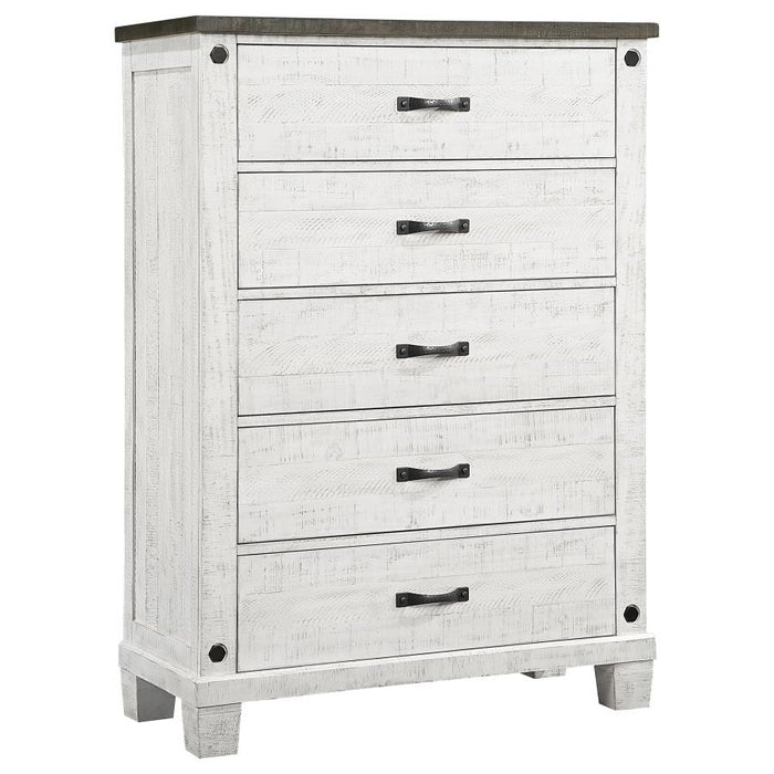 Lilith 5-piece Bedroom Set Distressed Grey and White