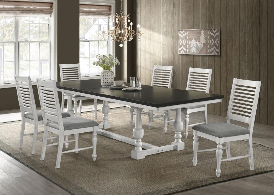 Aventine Rectangular Dining Table with Extension Leaf Charcoal and Vintage Chalk