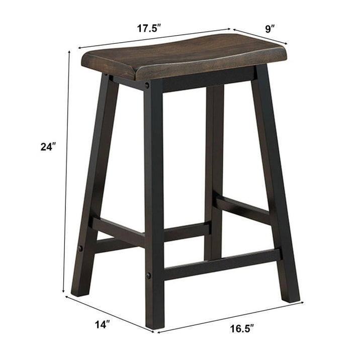 24 Inch Set of 2 Wood Counter Height Seat Stools for Kitchen Dining and Pub