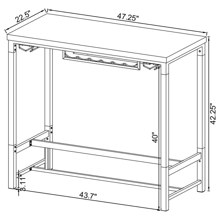 Norcrest Pub Height Bar Table With Acrylic Legs And Wine Storage White High Gloss