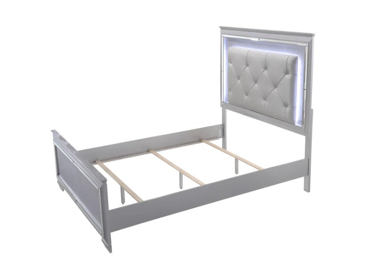 Lillian Silver LED Upholestered Bedroom Set