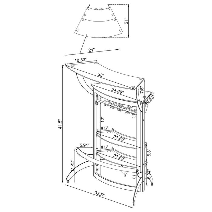 Dallas 2-shelf Home Bar White and Frosted Glass