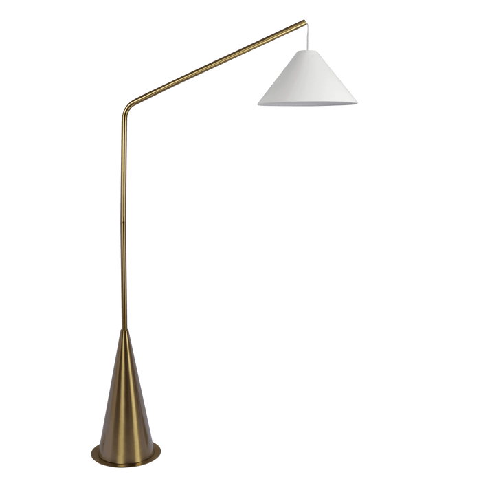 Lisbon Black Floor Lamp with On/Off Switch Coned Base Hanging White Fabric Shade - West Lamp