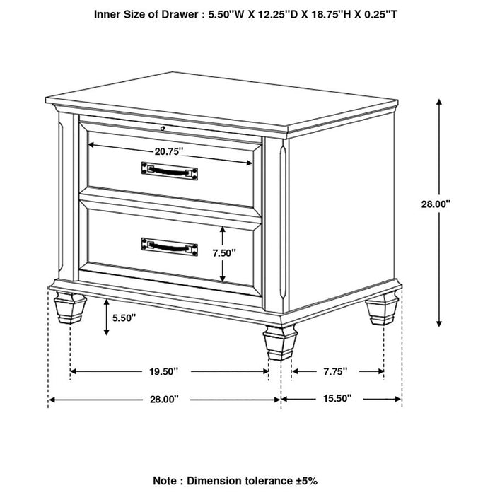 Franco 2-drawer Nightstand with Pull Out Tray Burnished Oak