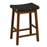 Faux PU Leather Bar Height Stools Set of 2 with Woven Curved Seat