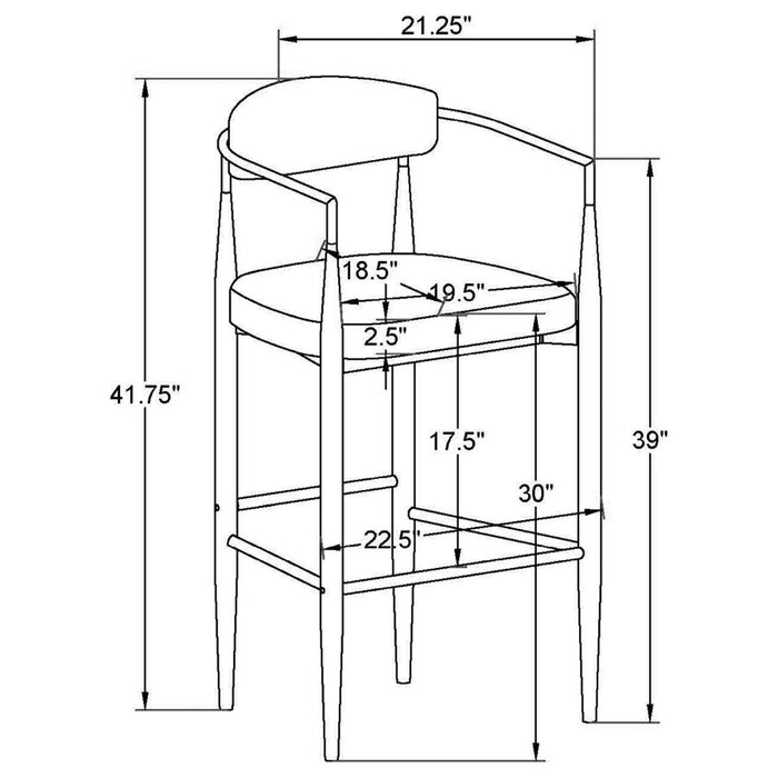 Tina Metal Pub Height Bar Stool with Upholstered Back and Seat set of 2