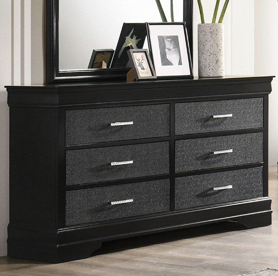 Amalia 6 Drawer Black Dresser