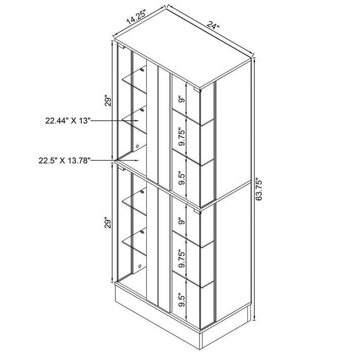 Cabra Display Case Curio Cabinet with Glass Shelves and LED Lighting White/ Black High Gloss