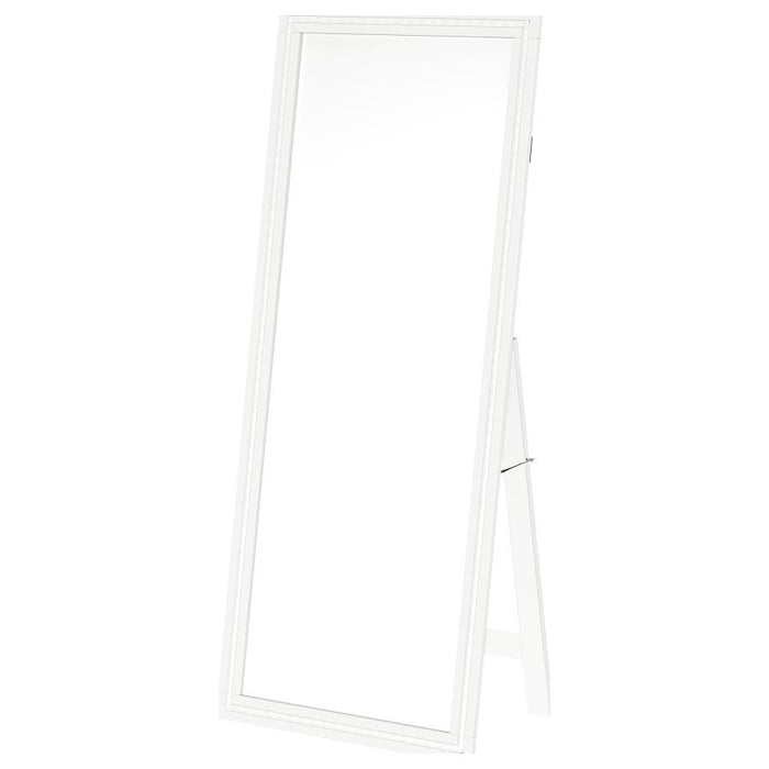 Windrose Full Length Floor Standing Tempered Mirror with LED Lighting White