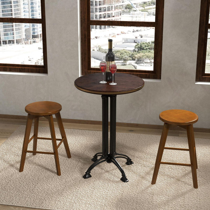 2 Set of 24.5 Inch Counter Height Bar Stool with Rubber Wood Frame