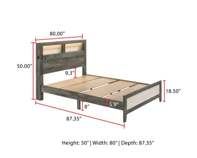 Rhett Brown/Cream LED Platform Bed