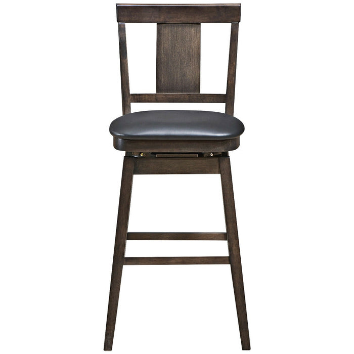 24/29 Inch 360 Degree Swivel Classic Wooden Counter Height Bar Stool