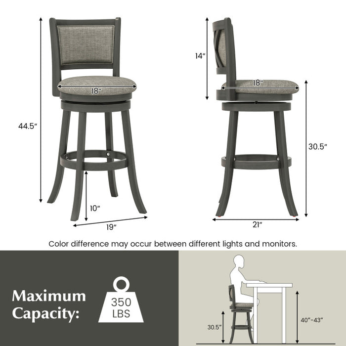 Swivel Bar Stools Set of 2 with Soft-padded Back and Seat