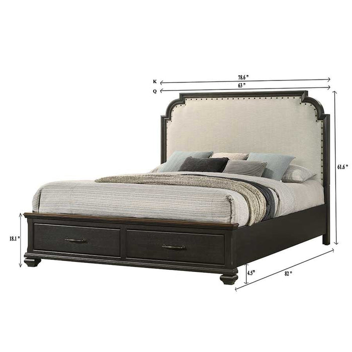 Hamilton Upholstered Storage Bed with Nailhead Trim Headboard