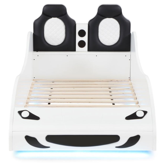 Cruiser Car Themed Twin Bed With Underglow Lights White