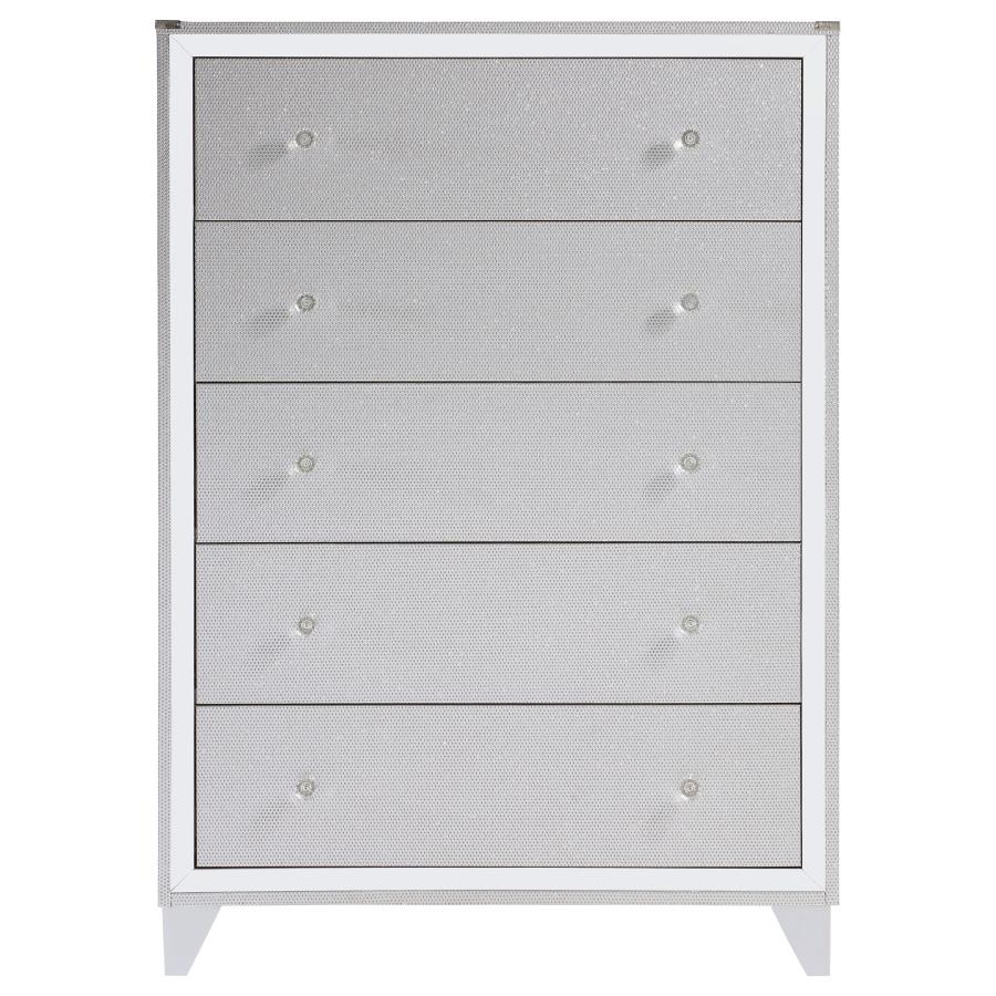 Larue 5-piece Tufted Bedroom Set Silver