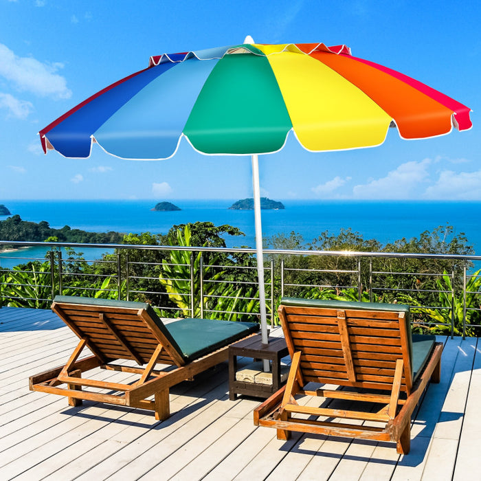 8 Feet Portable Beach Umbrella with Sand Anchor and Tilt Mechanism