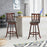 2 Pieces 360 Degree Swivel Wooden Counter Height Bar Stool Set with Cushioned Seat