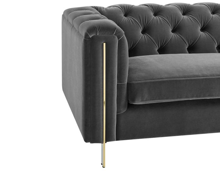 Charlene Velvet Button Tufted Rolled Arm Chesterfield Loveseat