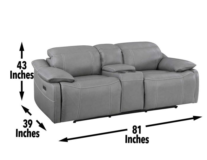 Alpine Dual-Power Leather Console Loveseat