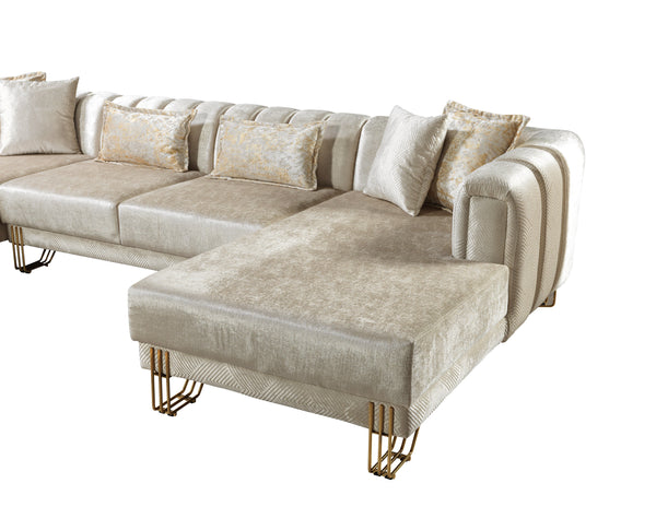 Santana Ivory Velvet Double Chaise Sectional