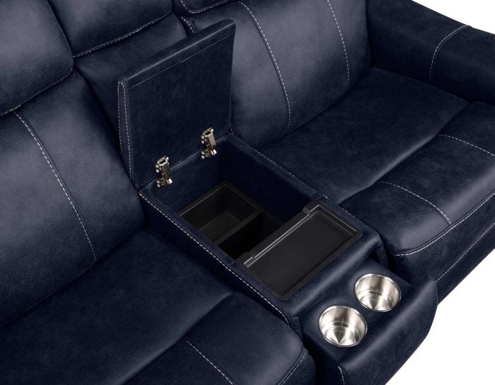 Valencia Dual-Power Leatherette Reclining Console Loveseat