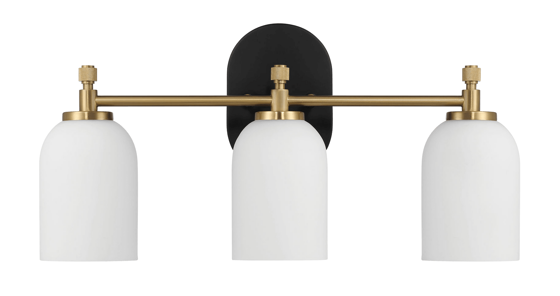 Meadows Three Lights Vanity Brushed Gold Bathroom Wall Light for Bathroom Over Mirror 20.5"W × 10.125"H × 5.5"E with White Frosted Glass - West Lamp